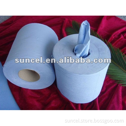 White and Blue Centrefeed Pull Paper Towel Rolls/2ply/100meters